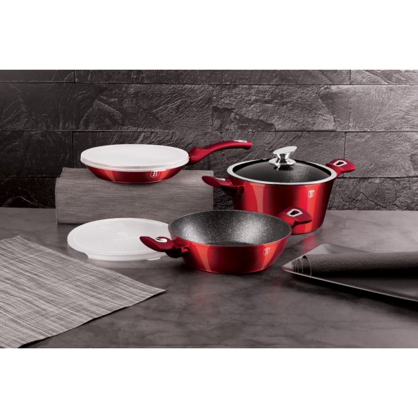 Komplet garnków Berlinger Haus Metallic Line Burgundy 6 el. 24 cm do kuchni