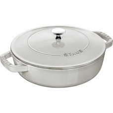 Patelnia tradycyjna Staub Żeliwna do duszenia z pokrywką 24 cm truflowa
