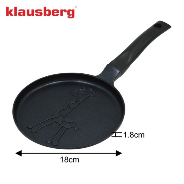 Пательня для млинців, Klausberg KB-7975, 18 см, антипригарна з візерунком жирафи для легкого смаження
