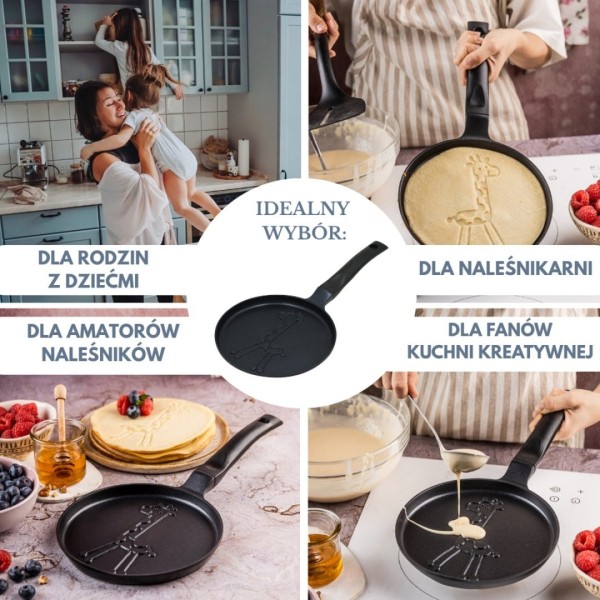 Пательня для млинців, Klausberg KB-7975, 18 см, антипригарна з візерунком жирафи для легкого смаження