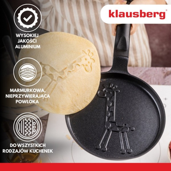 Пательня для млинців, Klausberg KB-7975, 18 см, антипригарна з візерунком жирафи для легкого смаження