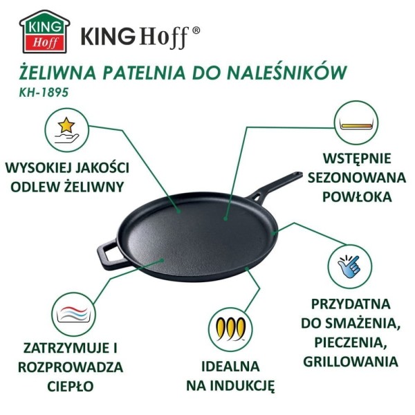 Patelnia do naleśników Kinghoff KH-1895 żeliwna 29 cm