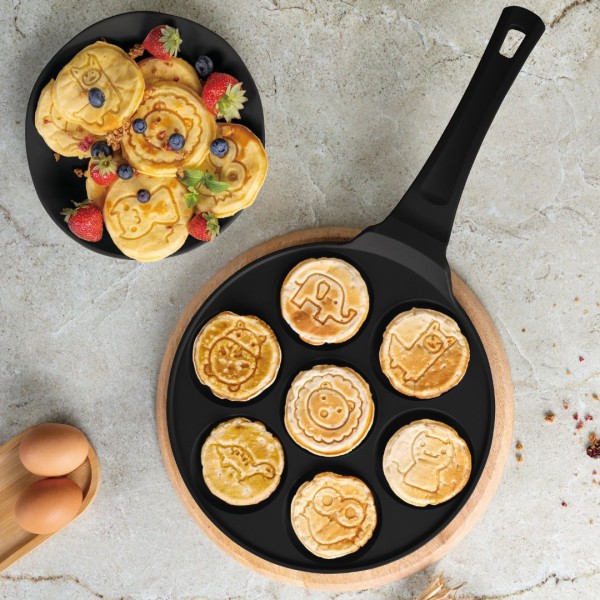 Пательня для млинців BerlingerHaus BH-7799 Matte Black Collection, 26 см, антипригарна з декором тварин