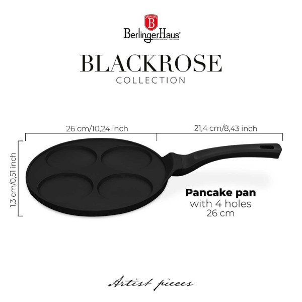 Patelnia do naleśników Berlinger Haus Black Rose BH-7795 26cm tytanowa