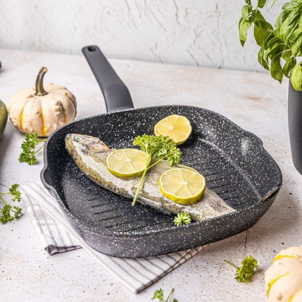 Patelnia grillowa Klausberg KB-7661 24 cm z powłoką marmurową do grillowania potraw