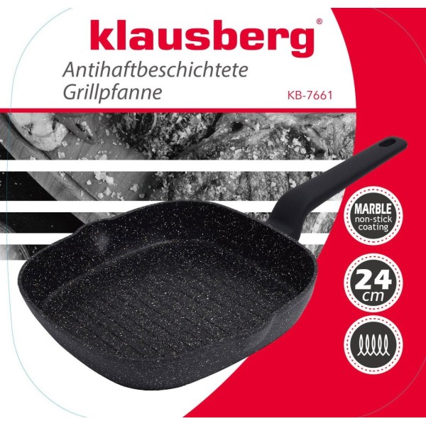Patelnia grillowa Klausberg KB-7661 24 cm z powłoką marmurową do grillowania potraw