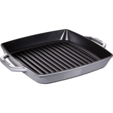 Patelnia grillowa Staub Kwadratowa 28 cm żeliwna z dwoma uchwytami grafitowa
