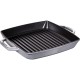 Patelnia grillowa Staub Kwadratowa 28 cm żeliwna z dwoma uchwytami grafitowa