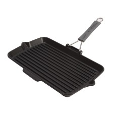 Patelnia grillowa Staub Prostokątna żeliwna 34 x 21 cm czarna do grilla i smażenia