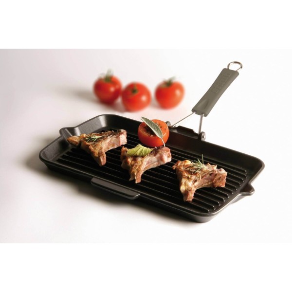 Patelnia grillowa Staub Prostokątna żeliwna 34 x 21 cm czarna do grilla i smażenia