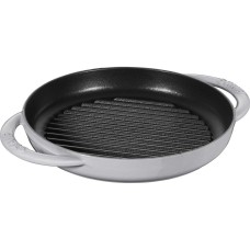 Patelnia grillowa Staub Okrągła 22 cm żeliwna z dwoma uchwytami grafitowa