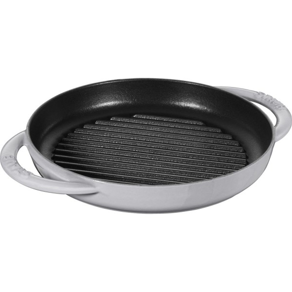 Patelnia grillowa Staub Okrągła 22 cm żeliwna z dwoma uchwytami grafitowa