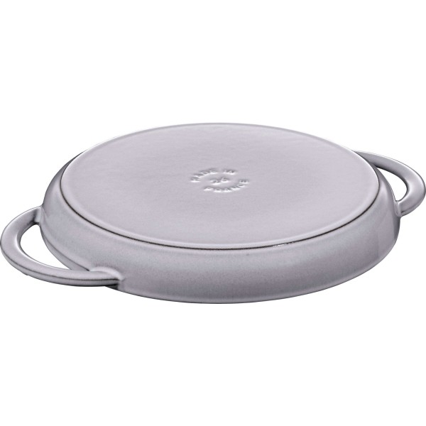 Patelnia grillowa Staub Okrągła 22 cm żeliwna z dwoma uchwytami grafitowa