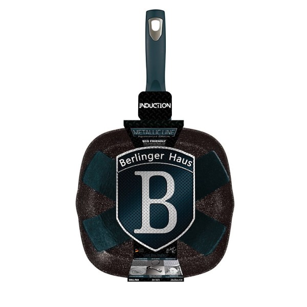 Patelnia grillowa Berlinger Haus Metallic Aquamarine 28 cm granitowa