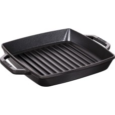 Patelnia grillowa Staub kwadratowa żeliwna 23 cm z dwoma uchwytami czarna