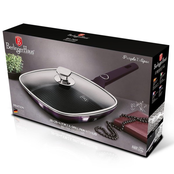 Patelnia grillowa Berlinger Haus Purple Eclipse BH-7105 28x28 cm z powłoką tytanową