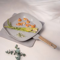 Patelnia grillowa, BerlingerHaus, BH-8335 Taupe Nordic, 28 cm, zestaw keramiczny zastosowanie: grillowanie, smażenie na kuchni