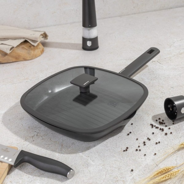 Patelnia grillowa Berlinger Haus Antracit BH-8127 tytanowa 28 cm z pokrywką