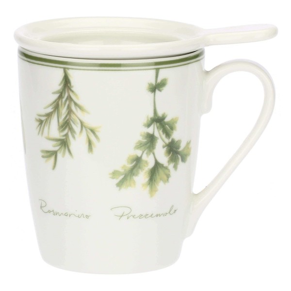 Kubek infuzyjny La Porcellana Bianca Coltivia z pokrywką 350 ml do parzenia herbaty