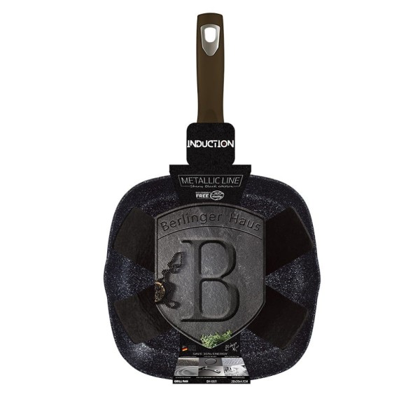 Patelnia grillowa Berlinger Haus Shiny Black 28x28 cm granitowa