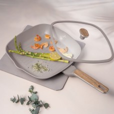 Patelnia grillowa, BerlingerHaus BH-8336 Taupe Nordic, 28 cm z pokrywką