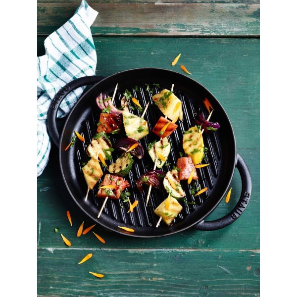 Пательня гриль Staub Okrągła 26 см чавунна з двома ручками для приготування на грилі