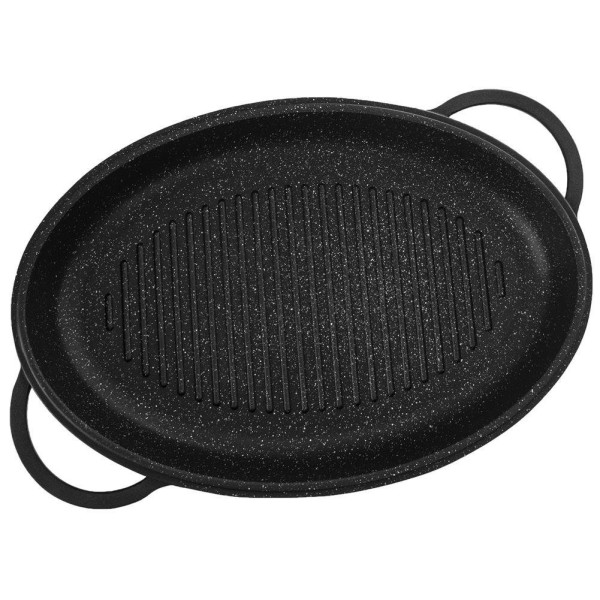 Patelnia grillowa, Orion GRANDE 43x28x6 cm, granitowa z pokrywką, głęboka