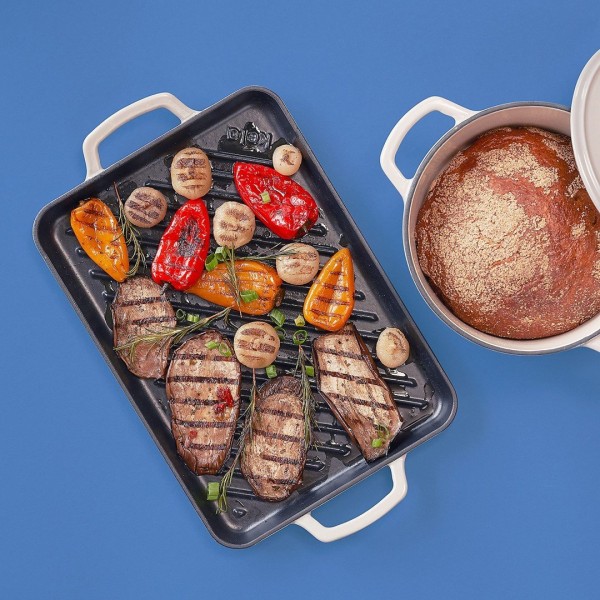 Płyta grillowa KELA Calido (żeliwna, emalia jasnoszara)