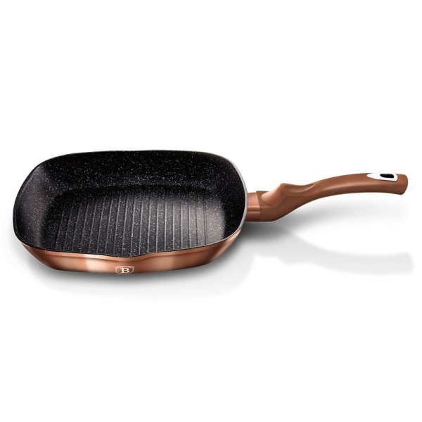 Patelnia grillowa Berlinger Haus Metallic Line Rose Gold 28 cm granitowa
