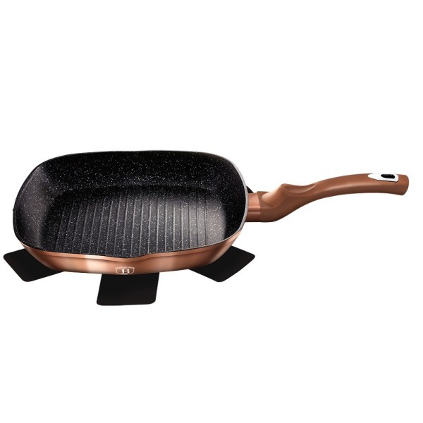 Patelnia grillowa Berlinger Haus Metallic Line Rose Gold 28 cm granitowa