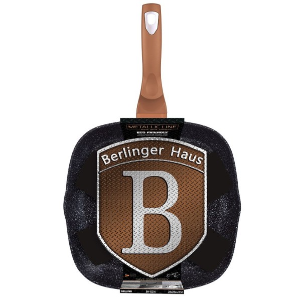 Patelnia grillowa Berlinger Haus Metallic Line Rose Gold 28 cm granitowa