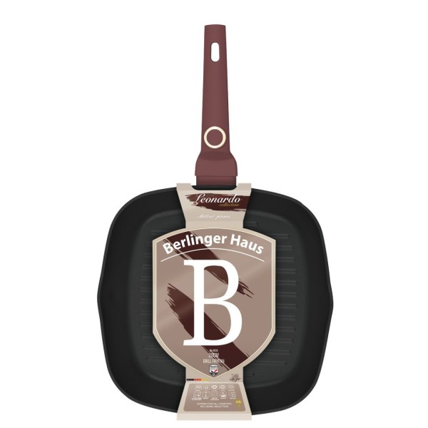 Пательня гриль BerlingerHaus Leonardo BH-8036 діаметром 28 см для приготування стейків і овочів