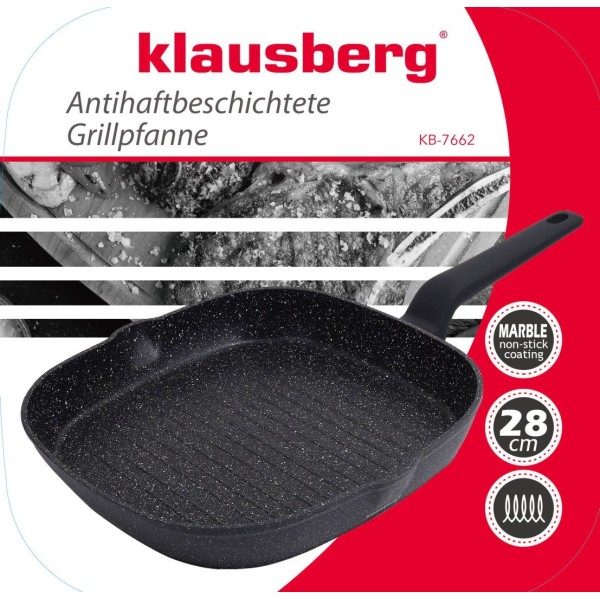 Patelnia grillowa Klausberg KB-7662 28 cm z powłoką marmurową do grillowania w domu