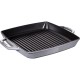 Patelnia grillowa Staub kwadratowa 33 cm żeliwna z dwoma uchwytami grafitowa