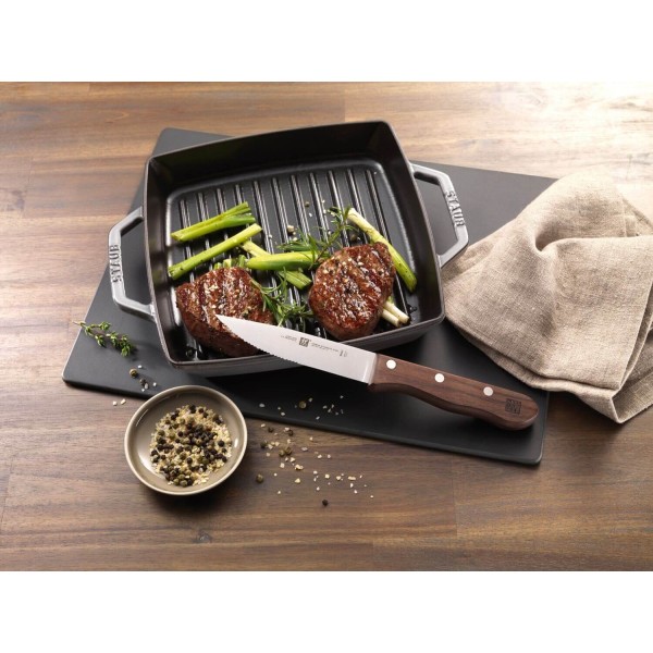 Patelnia grillowa Staub kwadratowa 33 cm żeliwna z dwoma uchwytami grafitowa