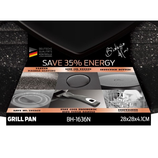 Patelnia grillowa Berlinger Haus Black Rose 28 cm granitowa BH-1636-N