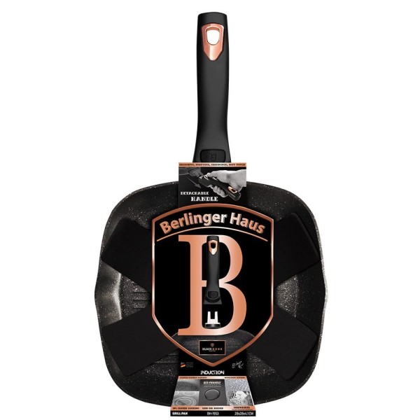 Patelnia grillowa Berlinger Haus Black Rose BH-1953 28 cm z odpinanym uchwytem