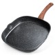 Patelnia grillowa, VILDE GRILL 199056 Black&Wood, granitowa kwadratowa 28x28 cm