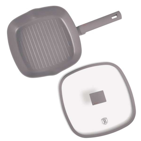 Пательня гриль BerlingerHaus Taupe BH-8097 з кришкою, 28 см для приготування гриль-страв