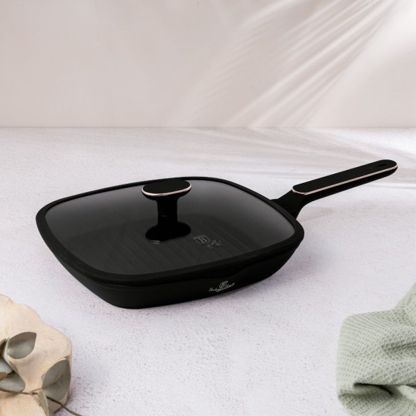 Патерня гриль BerlingerHaus BH-8355 Black Rose Collection 28 см з кришкою для приготування на грилі
