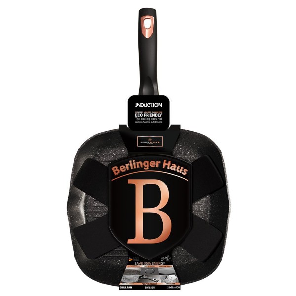Пательня гриль BerlingerHaus BH-1636 28 см для приготування м'яса та овочів