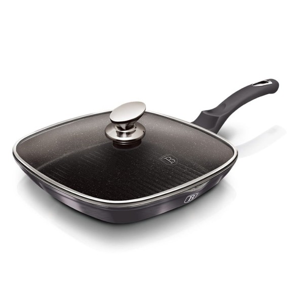 Patelnia grillowa Berlinger Haus Carbon Pro BH-6909 28x28 cm z powłoką granitową do grillowania w kuchni