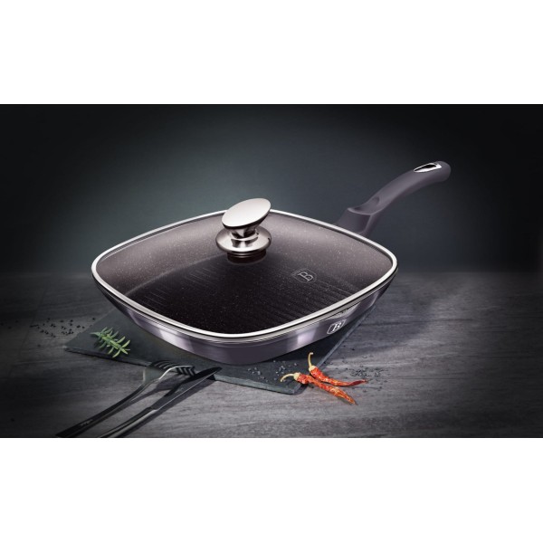 Patelnia grillowa Berlinger Haus Carbon Pro BH-6909 28x28 cm z powłoką granitową do grillowania w kuchni