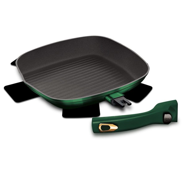 Patelnia grillowa Berlinger Haus Emerald BH-6089 28 cm z odpinaną rączką granitowa