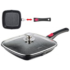 Patelnia grillowa Kinghoff KH-1511 granitowa 28 cm z odłączanym uchwytem do grillowania