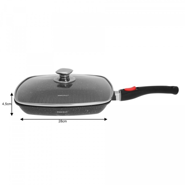 Patelnia grillowa Kinghoff KH-1511 granitowa 28 cm z odłączanym uchwytem do grillowania