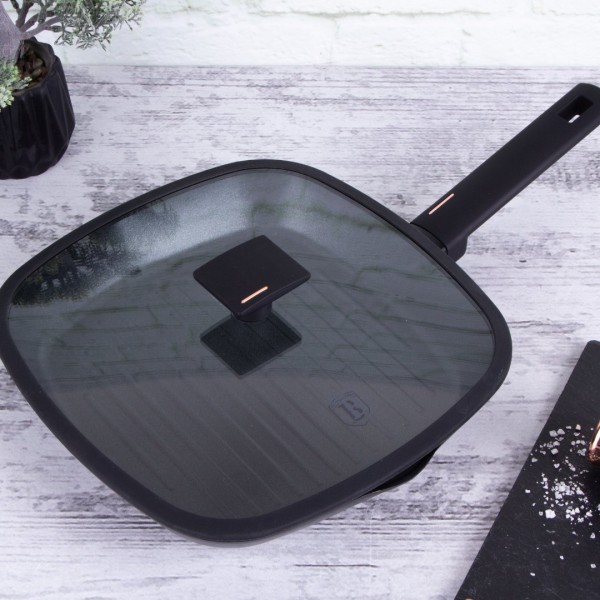 Пательня гриль BerlingerHaus Monaco Black Rose Collection BH-7093 для смаження на грилі, кухонний інвентар