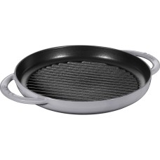 Patelnia grillowa Staub Okrągła 26 cm żeliwna z dwoma uchwytami grafitowa