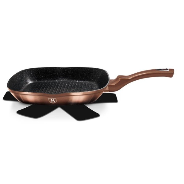 Patelnia grillowa Berlinger Haus Rose Gold Noir 28x28 cm do grillowania w domu