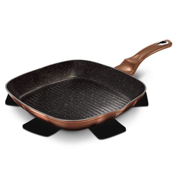 Patelnia grillowa Berlinger Haus Rose Gold Noir 28x28 cm do grillowania w domu